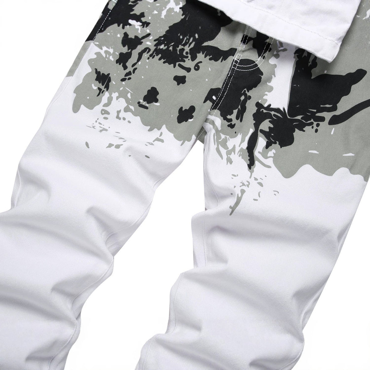 Men's Ink Splatter Camouflage Print Slim Fit Jeans