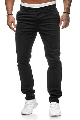 Men's Casual Slim Fit Solid Color Trousers