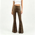 High-waisted, slim-fit animal print flared trousers