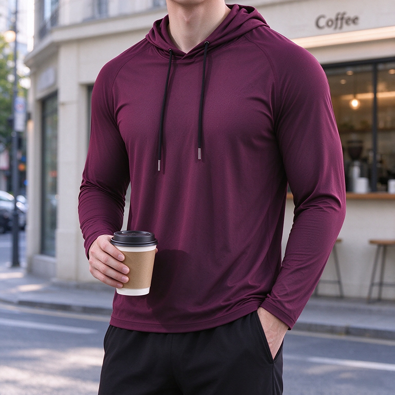 Men’s Long-Sleeve Hooded Pullover Shirt