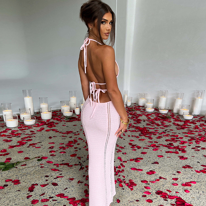 Halter Neck Cutout Knit Bodycon Mini Dress