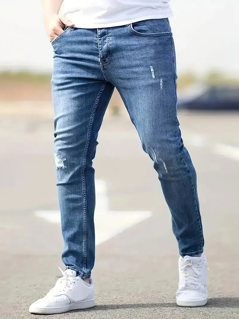 Men's skinny ripped jeans with stretch