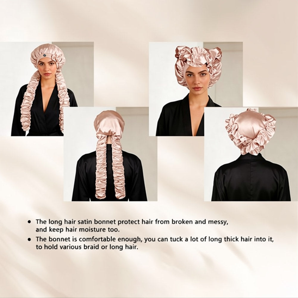 Satin Stretch Non-Slip Sleep Bonnet for Curly Hair