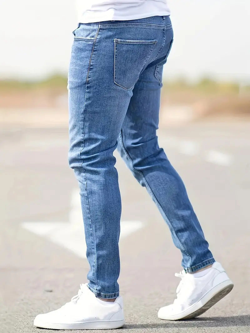 Men's skinny ripped jeans with stretch