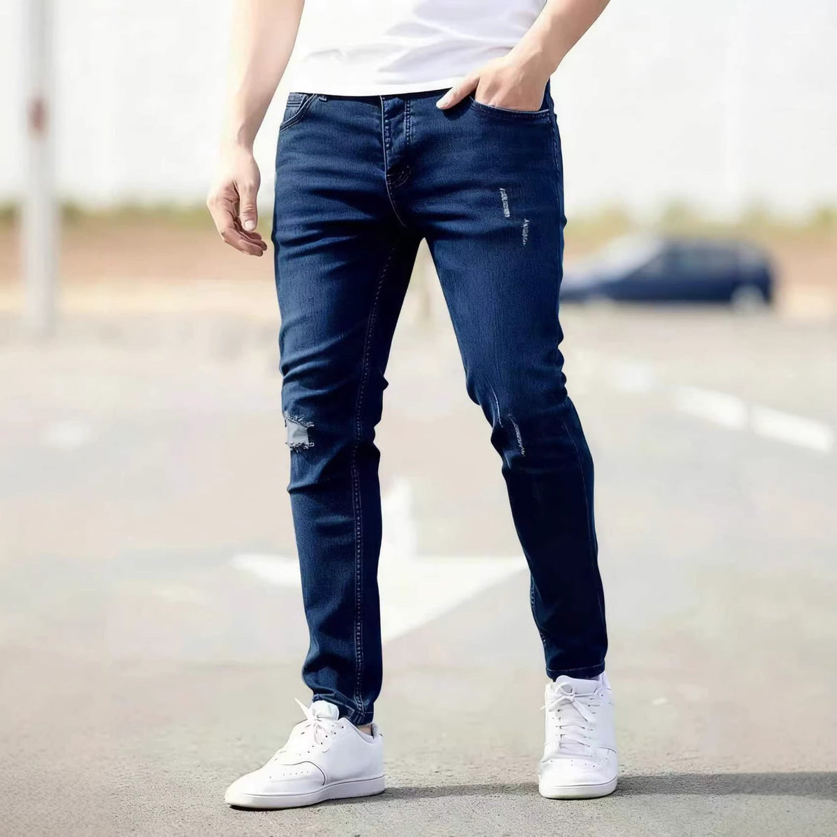 Men's skinny ripped jeans with stretch