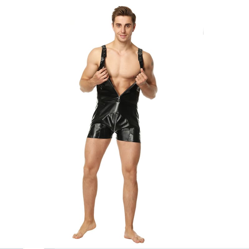 Men's suspender vest bodysuit