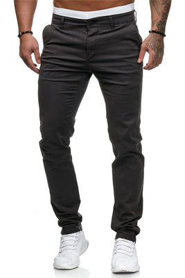 Men's Casual Slim Fit Solid Color Trousers