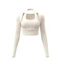 Halter Neck Layered Long Sleeve Yoga Crop Top
