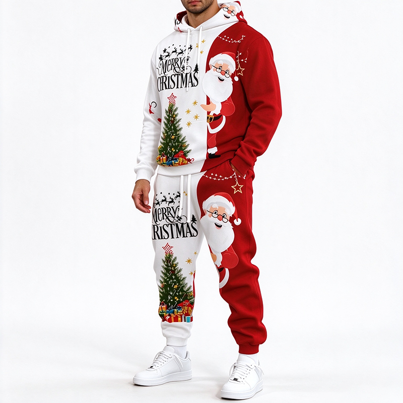 Christmas Print Hoodie Tracksuit