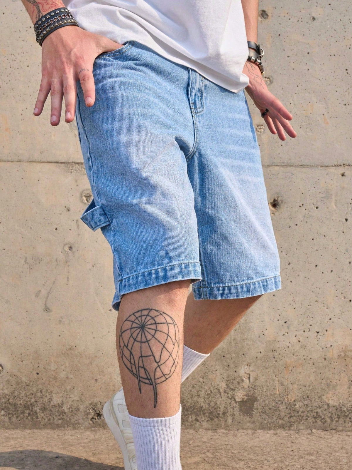 Men's Vintage Washed Casual Light Blue Denim Shorts