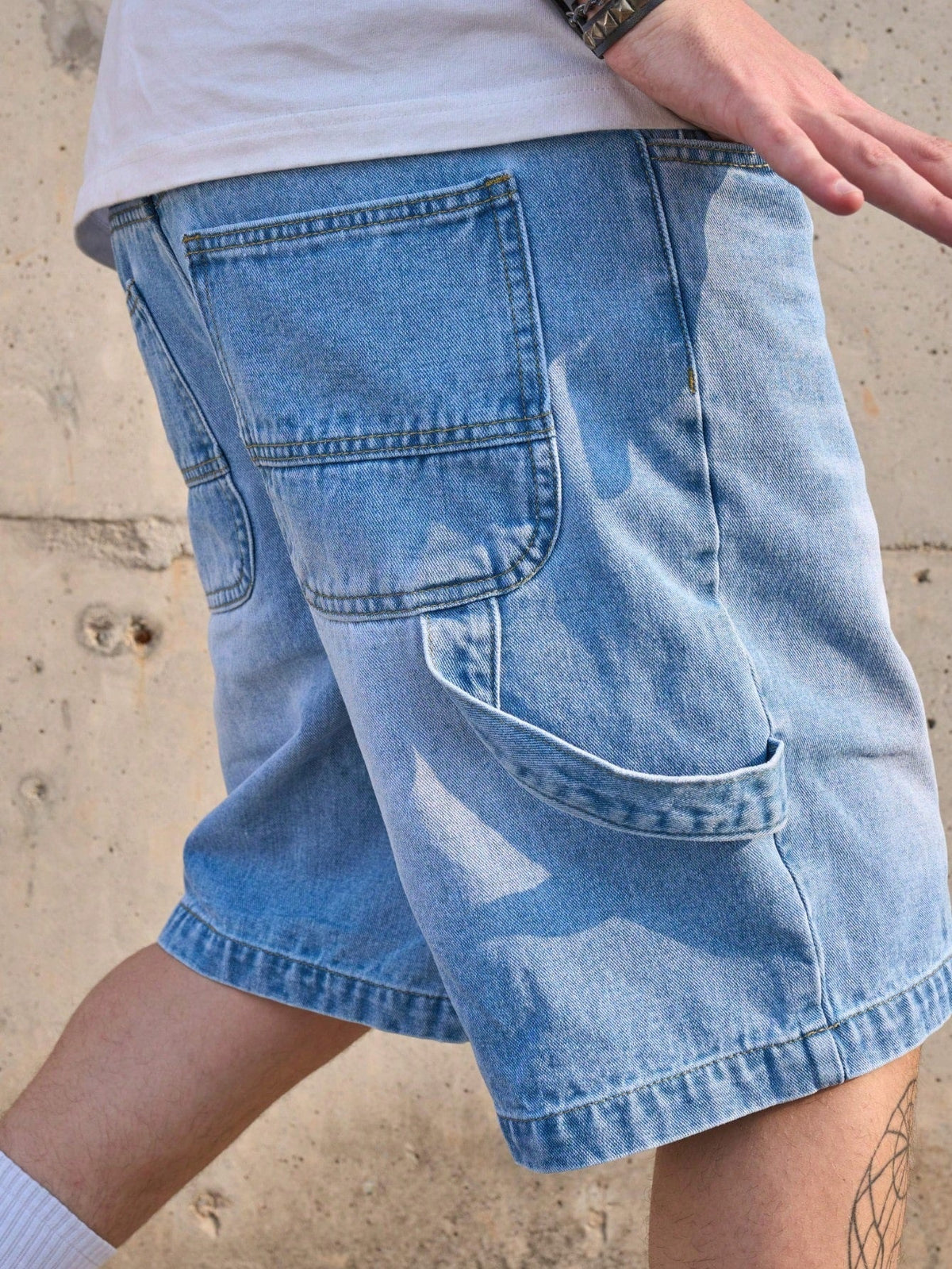 Men's Vintage Washed Casual Light Blue Denim Shorts