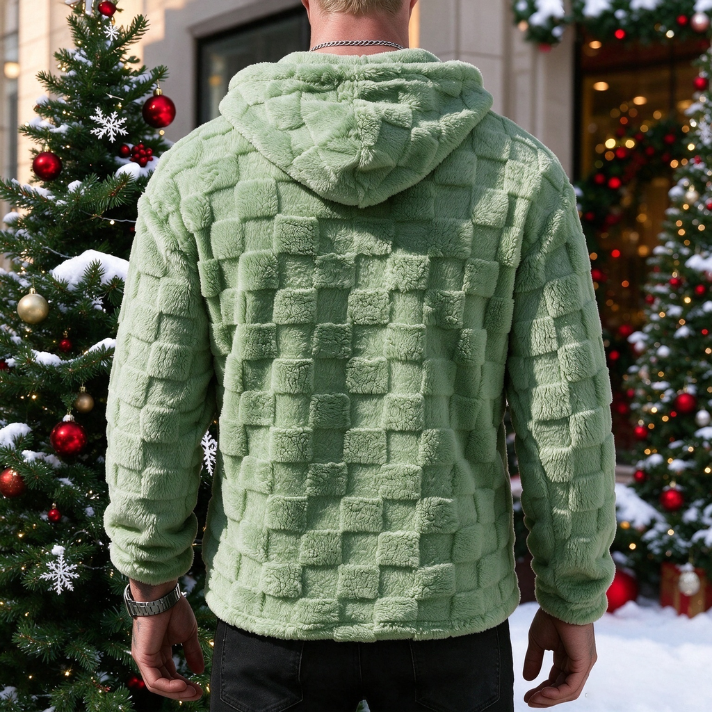 Plush Grid Hooded Jacket