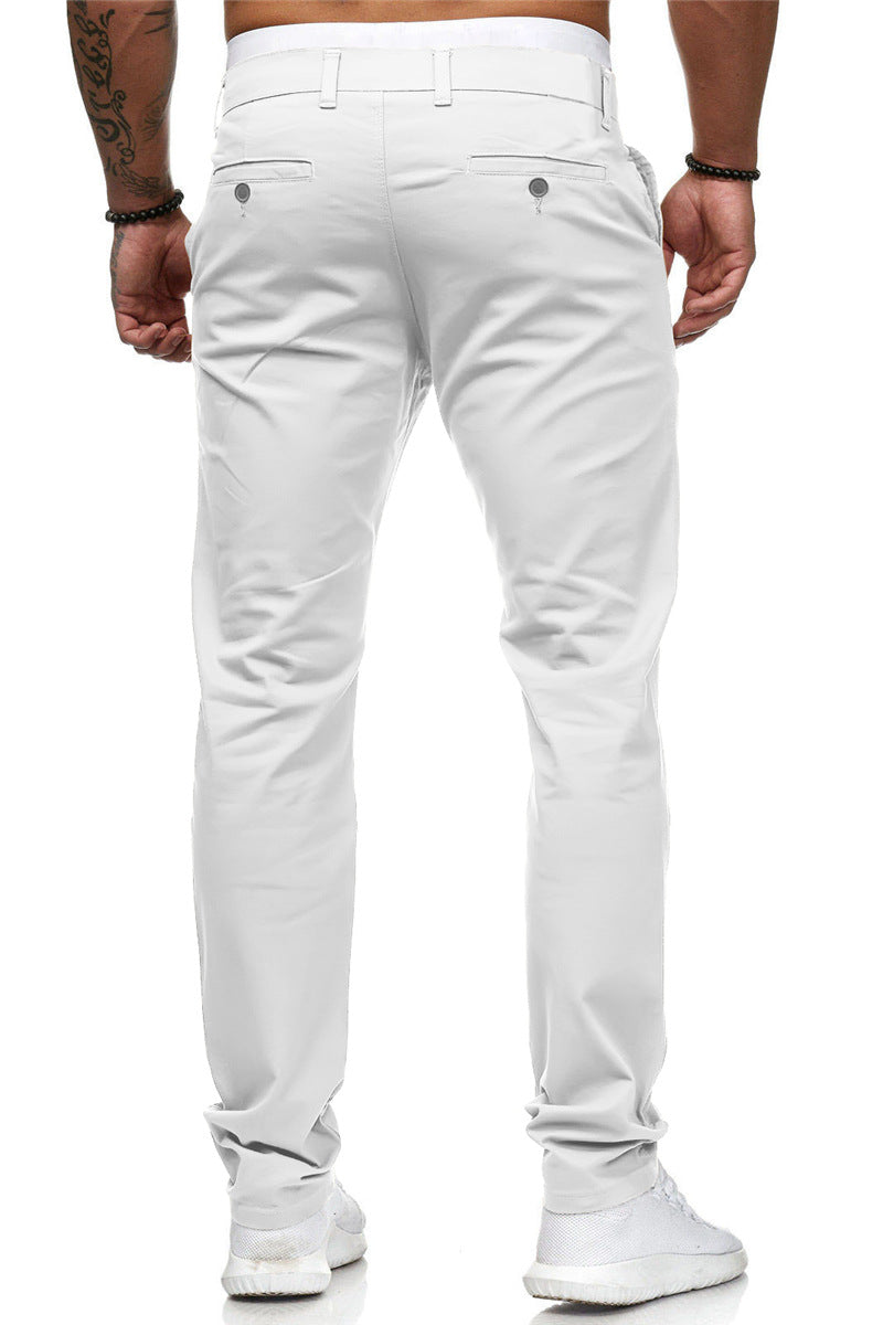 Men's Casual Slim Fit Solid Color Trousers