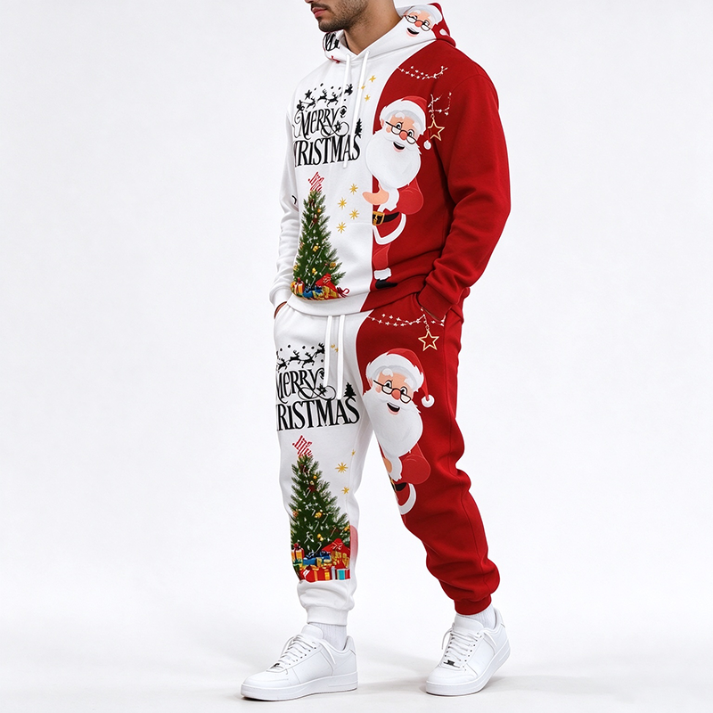 Christmas Print Hoodie Tracksuit