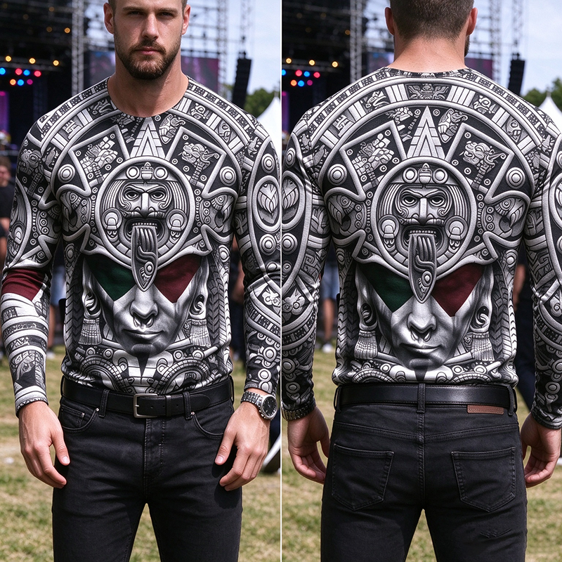 Men’s Ancient Tribal Full Print Long Sleeve Crew Neck T-Shirt