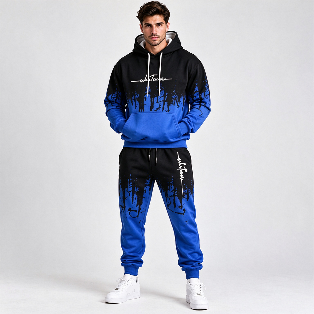 Streetwear Gradient Hoodie And Jogger Set