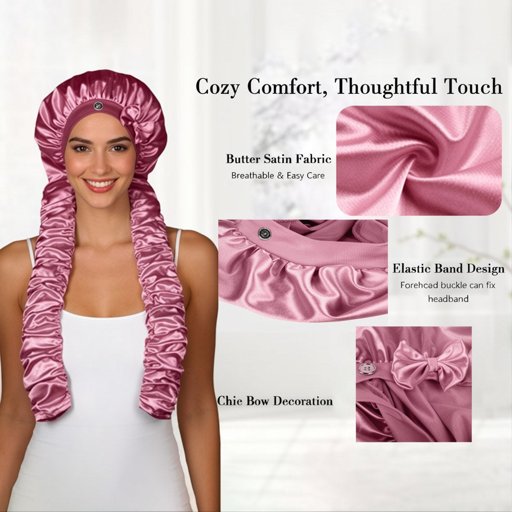Satin Stretch Non-Slip Sleep Bonnet for Curly Hair