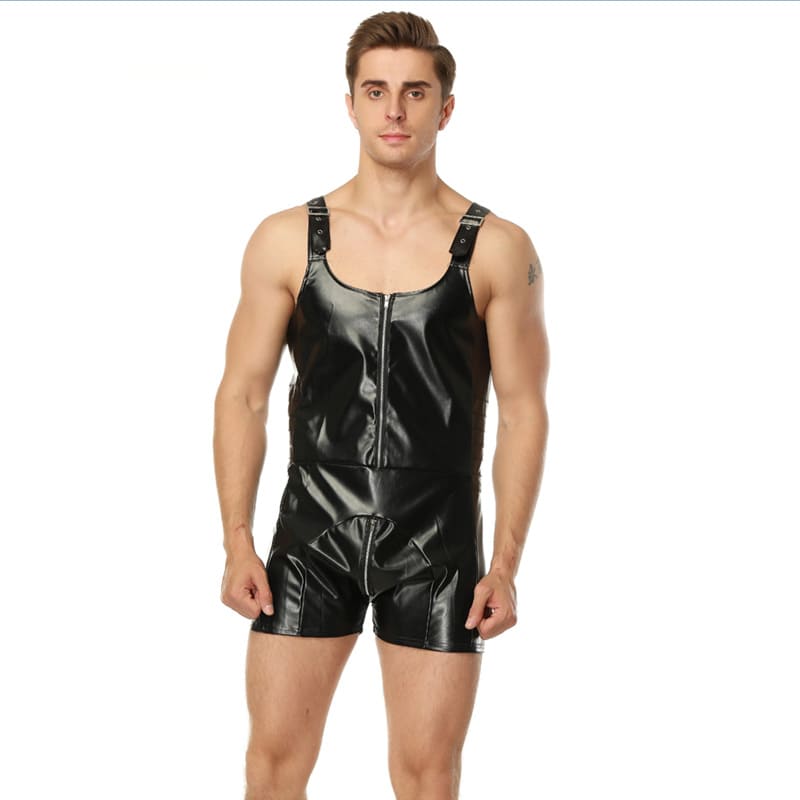 Men's suspender vest bodysuit