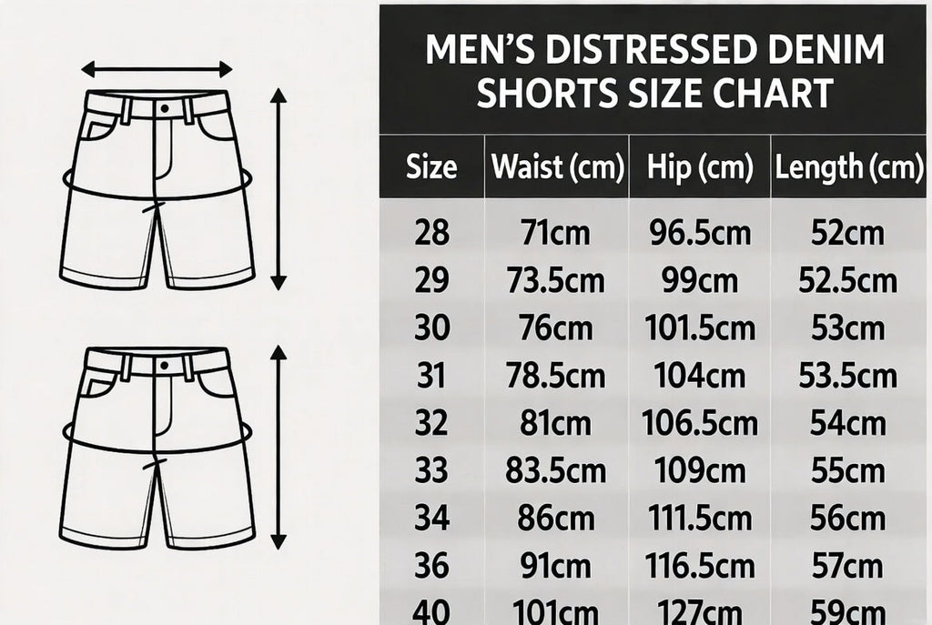 Distressed men's denim shorts with many holes