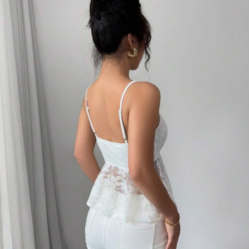 Floral lace camisole with spaghetti straps