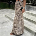 High-waisted leopard print slim-fit fishtail maxi skirt